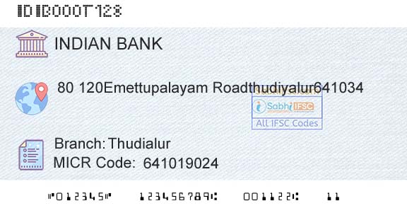 Indian Bank ThudialurBranch 