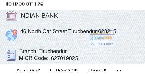 Indian Bank TiruchendurBranch 