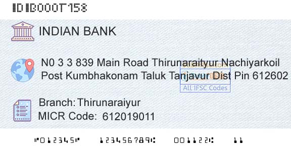 Indian Bank ThirunaraiyurBranch 