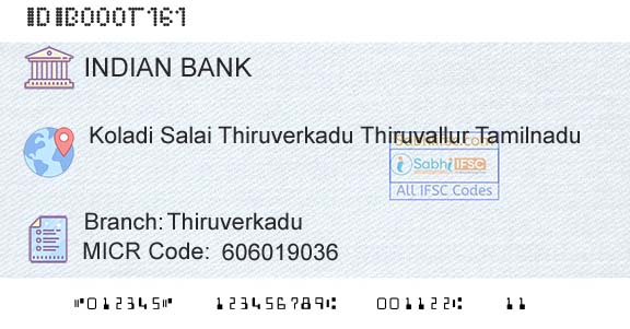 Indian Bank ThiruverkaduBranch 