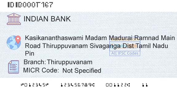 Indian Bank ThiruppuvanamBranch 