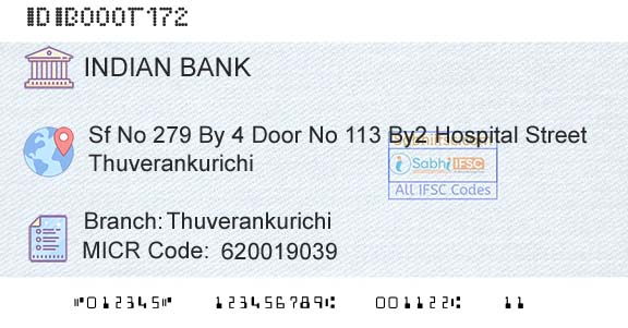Indian Bank ThuverankurichiBranch 
