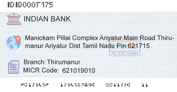 Indian Bank ThirumanurBranch 