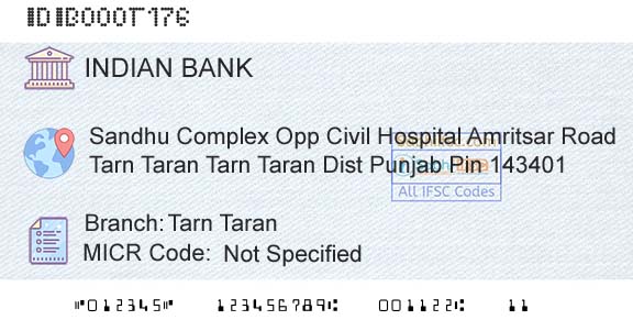 Indian Bank Tarn TaranBranch 