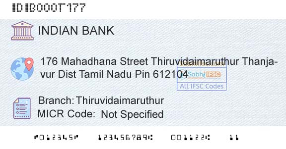Indian Bank ThiruvidaimaruthurBranch 
