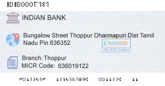 Indian Bank ThoppurBranch 