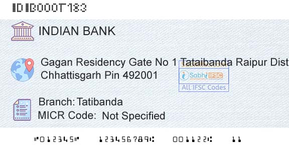 Indian Bank TatibandaBranch 