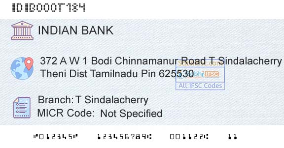Indian Bank T SindalacherryBranch 