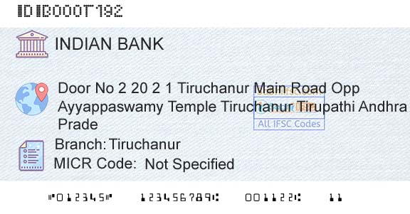 Indian Bank TiruchanurBranch 