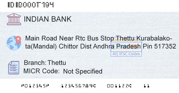 Indian Bank ThettuBranch 