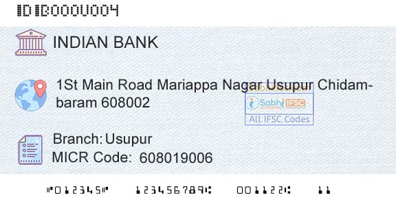 Indian Bank UsupurBranch 