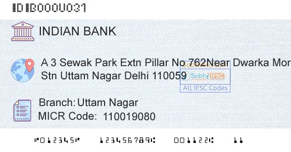Indian Bank Uttam NagarBranch 