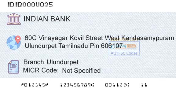 Indian Bank UlundurpetBranch 