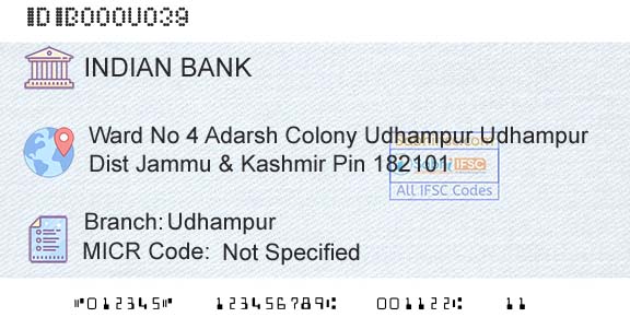 Indian Bank UdhampurBranch 