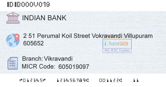 Indian Bank VikravandiBranch 