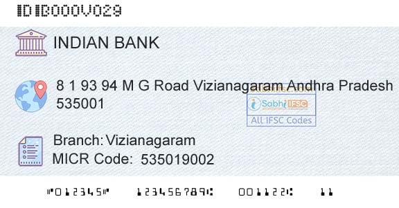 Indian Bank VizianagaramBranch 