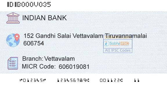 Indian Bank VettavalamBranch 