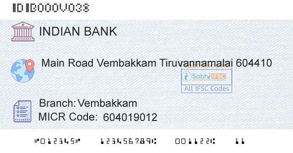 Indian Bank VembakkamBranch 