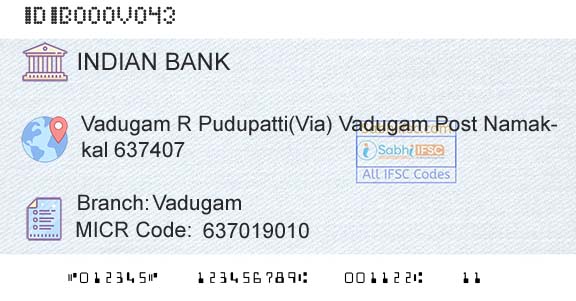 Indian Bank VadugamBranch 