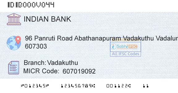 Indian Bank VadakuthuBranch 