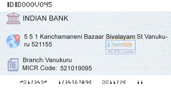Indian Bank VanukuruBranch 