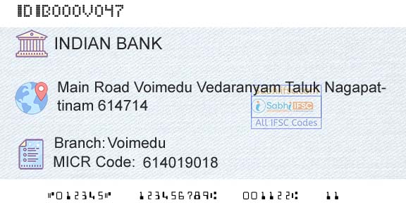 Indian Bank VoimeduBranch 