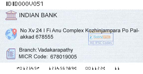 Indian Bank VadakarapathyBranch 