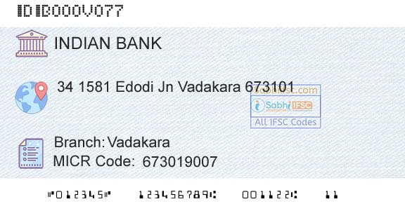 Indian Bank VadakaraBranch 