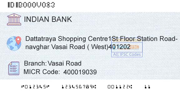 Indian Bank Vasai RoadBranch 