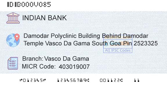 Indian Bank Vasco Da GamaBranch 