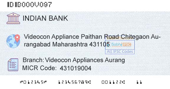 Indian Bank Videocon Appliances AurangBranch 