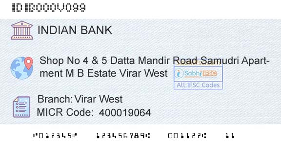 Indian Bank Virar WestBranch 