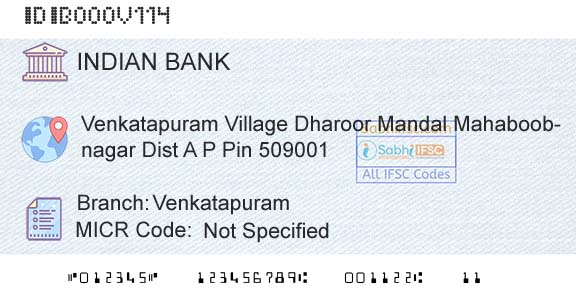Indian Bank VenkatapuramBranch 