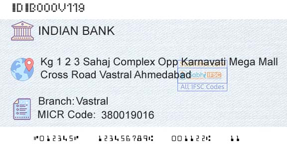 Indian Bank VastralBranch 