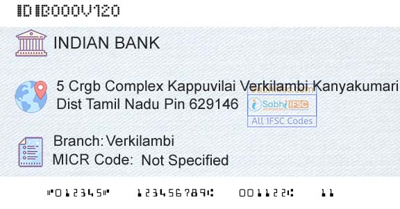 Indian Bank VerkilambiBranch 