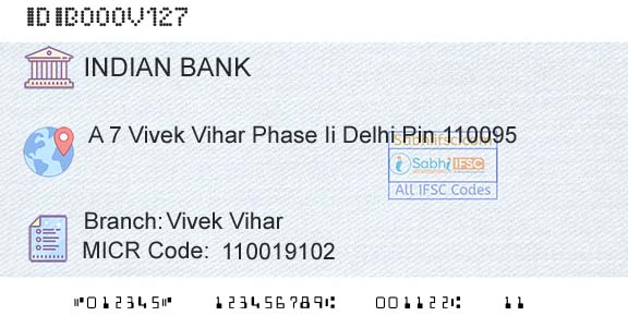 Indian Bank Vivek ViharBranch 