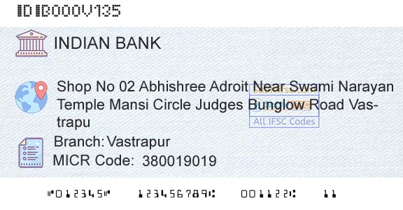 Indian Bank VastrapurBranch 