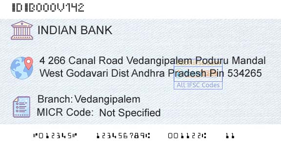 Indian Bank VedangipalemBranch 