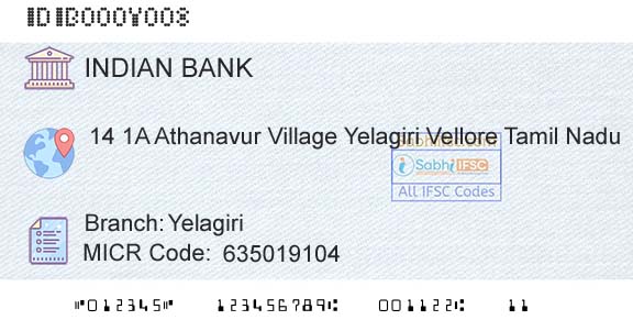 Indian Bank YelagiriBranch 