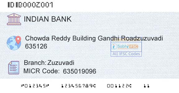Indian Bank ZuzuvadiBranch 