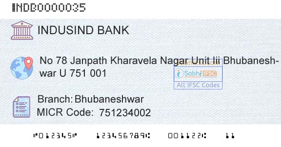 Indusind Bank BhubaneshwarBranch 