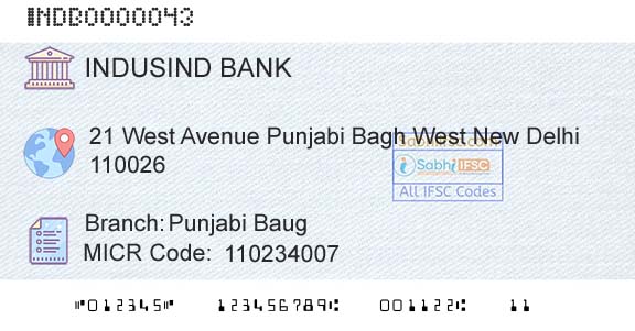 Indusind Bank Punjabi BaugBranch 