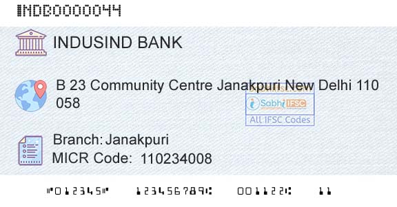 Indusind Bank JanakpuriBranch 