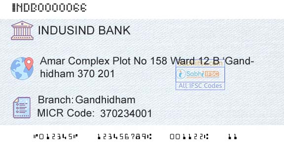 Indusind Bank GandhidhamBranch 