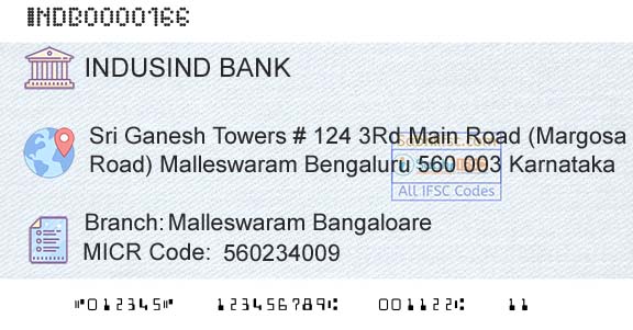 Indusind Bank Malleswaram BangaloareBranch 