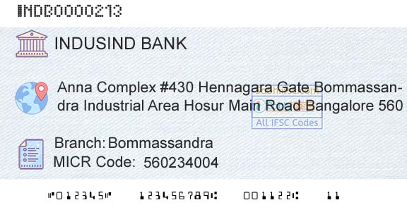 Indusind Bank BommassandraBranch 