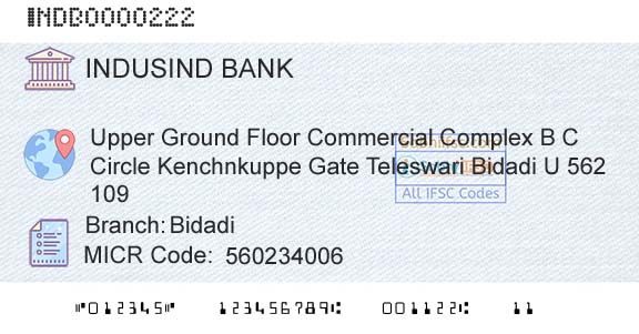 Indusind Bank BidadiBranch 