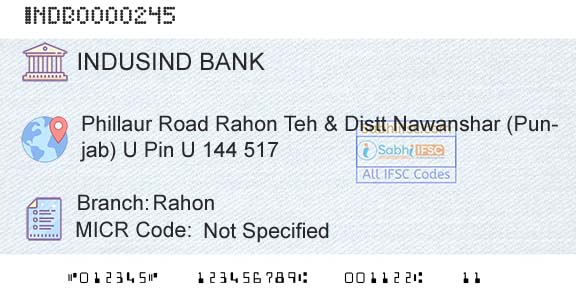 Indusind Bank RahonBranch 
