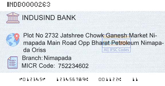 Indusind Bank NimapadaBranch 