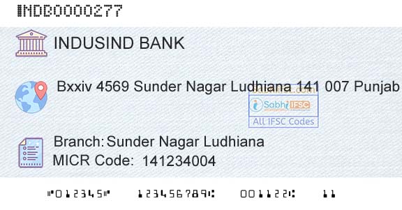 Indusind Bank Sunder Nagar Ludhiana Branch 